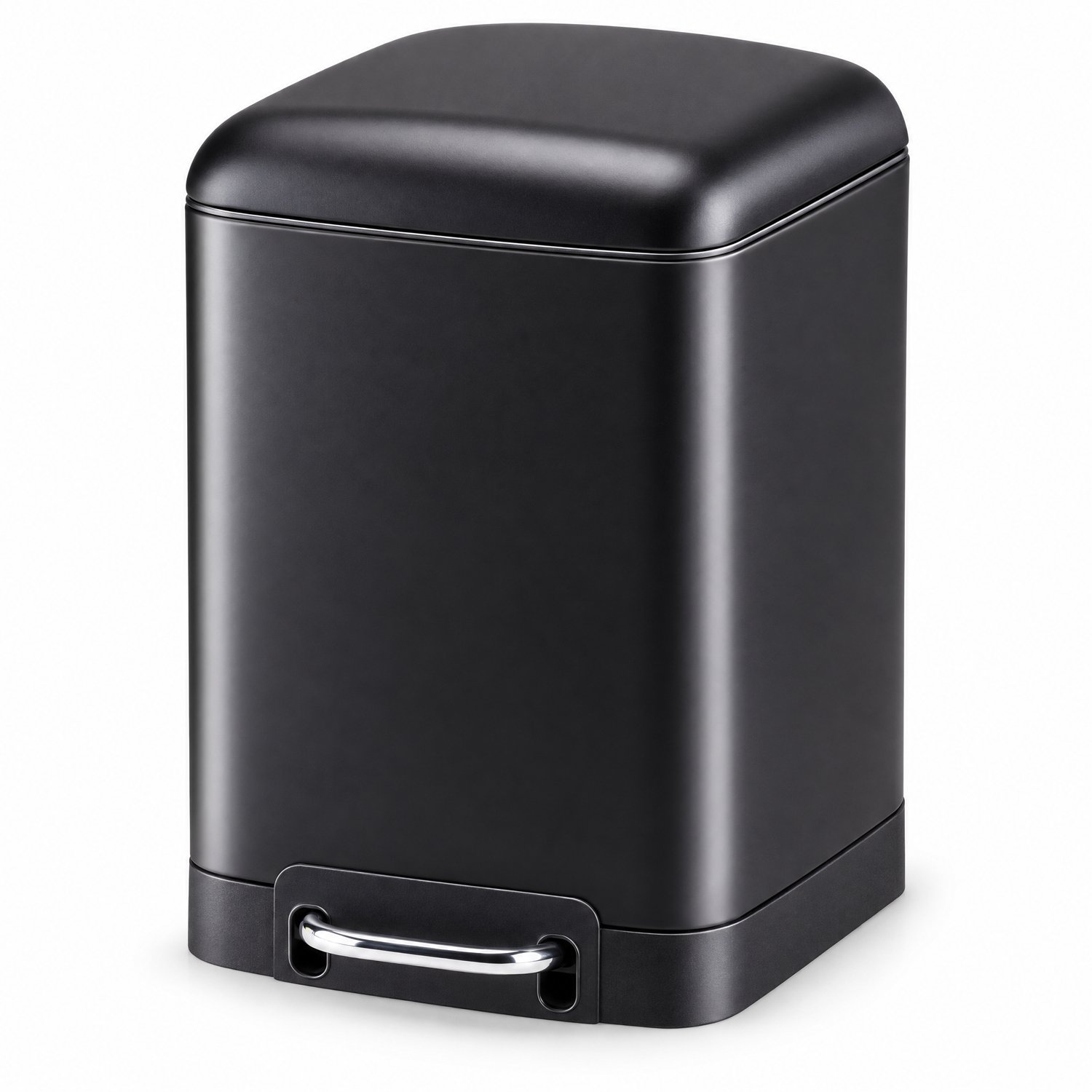 Cheqo® Pedaalemmer 6 Liter - Prullenbak Badkamer - Zachtsluitend Deksel - Mat Zwart - Metalen Afvalemmer voor Toilet - Kleine Vuilnisbak - Afvalbak met Uitneembare Binnenemmer - Vuilbak met Pedaal - Vuilnisemmer voor Keuken en Kantoor