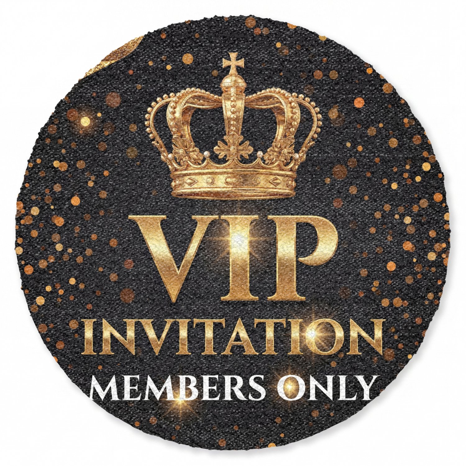 Deurmat rond 120x120 cm - Droogloopmat Uitnodiging - VIP - Kroon - Goud - Mat voor binnen - Schoonloopmat - Ronde deurmatten met print - Inloopmat