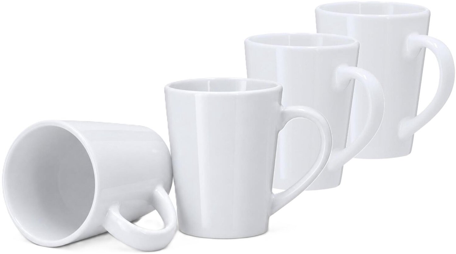 Bellatio Design Koffiekopjes Victoria - 4x stuks - ivoor wit - 230 ml - mokken - keramiek - senseo nespresso dolce gusto formaat