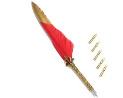 Dip Pen - Kalligrafie Pen Set - Metalen Penpunt - 5 Extra Penpunten - Handgemaakt - Uitstekende Controle - Kalligrafiepen