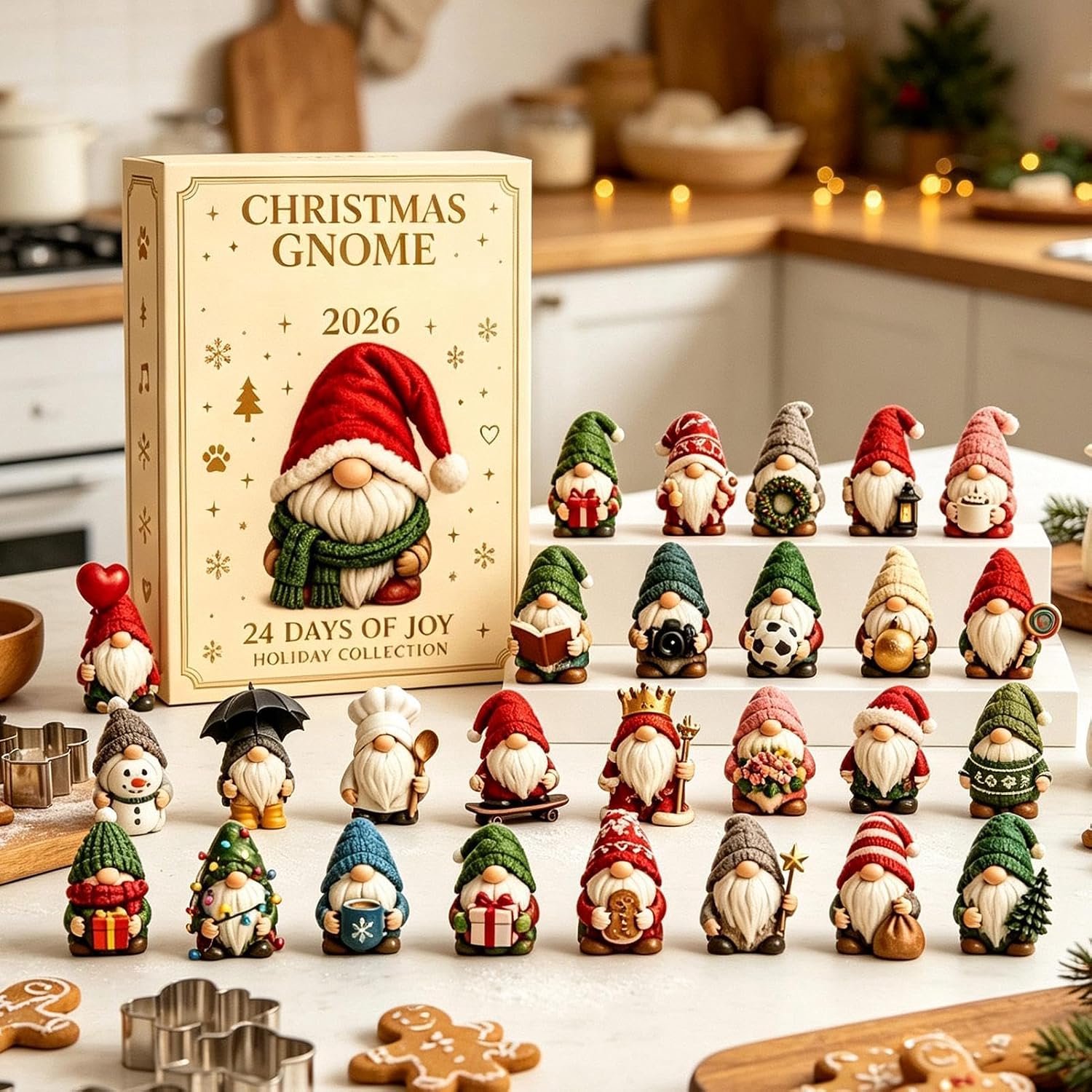 Adventskalender 2026 - kabouter - kerstkalender - Gnome Adventskalender - 2D-acryl - adventskalender kinderen - kerst cadeautjes - kerstversiering - Kerstdecoratie - 24 Dagen Kerst Verrassing – foto 3