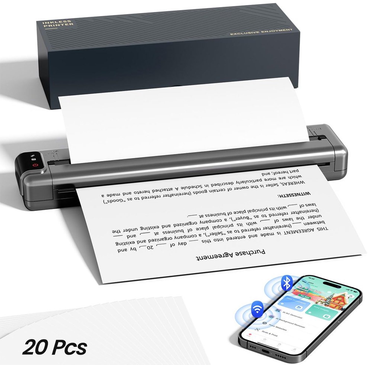 Draagbare A4 Thermoprinter met WiFi en Bluetooth Verbinding