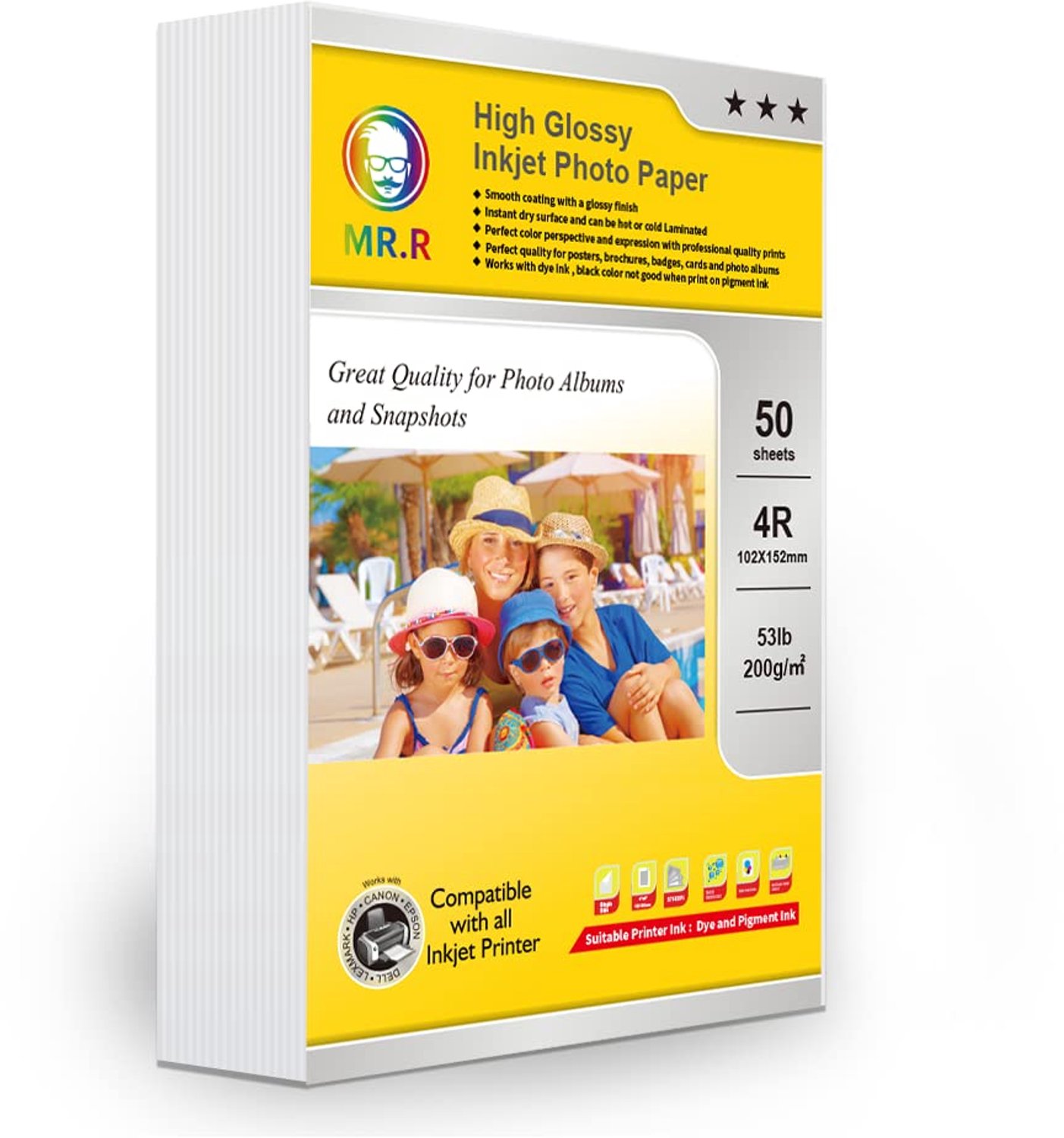 Hoogwaardige Glanzende Fotopapier voor Inkjet Printers, 50 Vellen