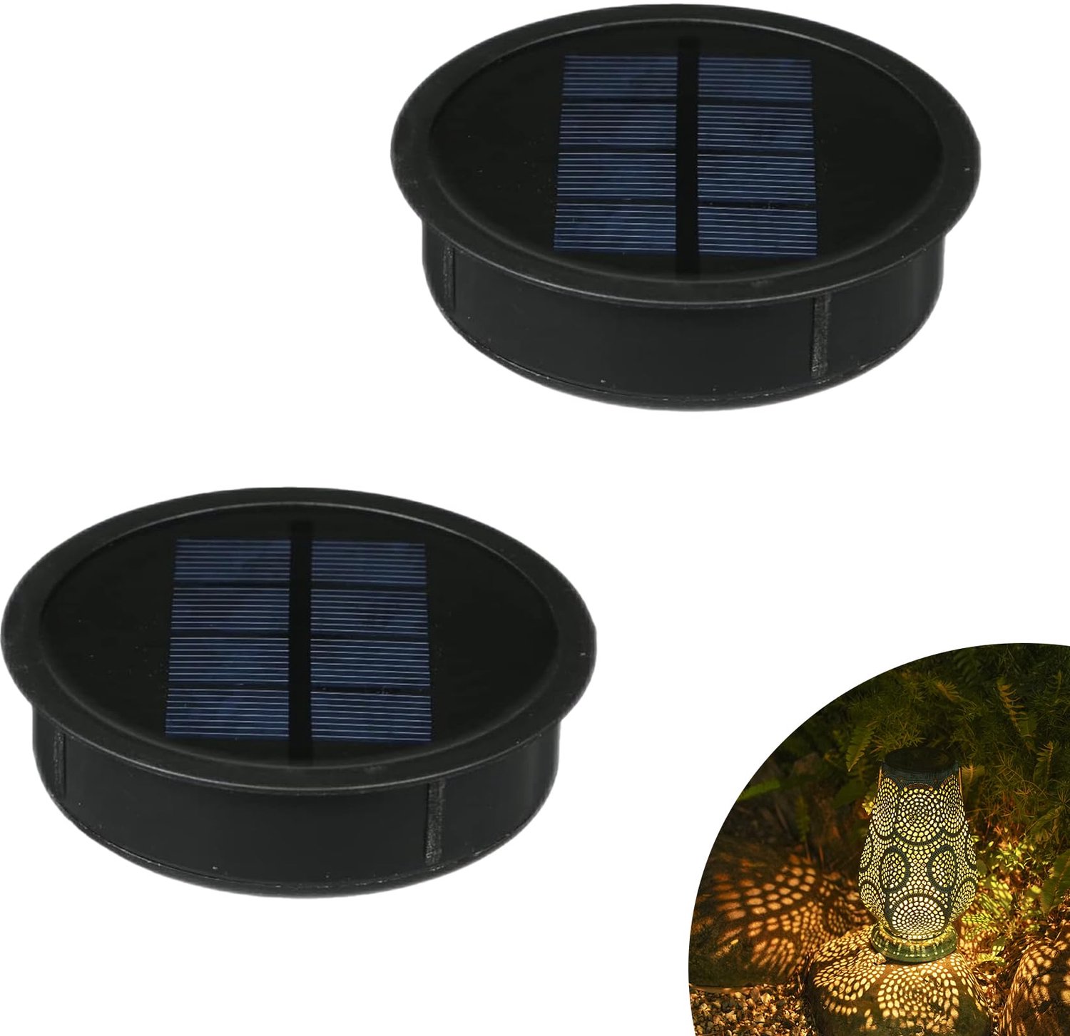 Set van 2 Zonnepanelen met Warm Witte Verlichting
