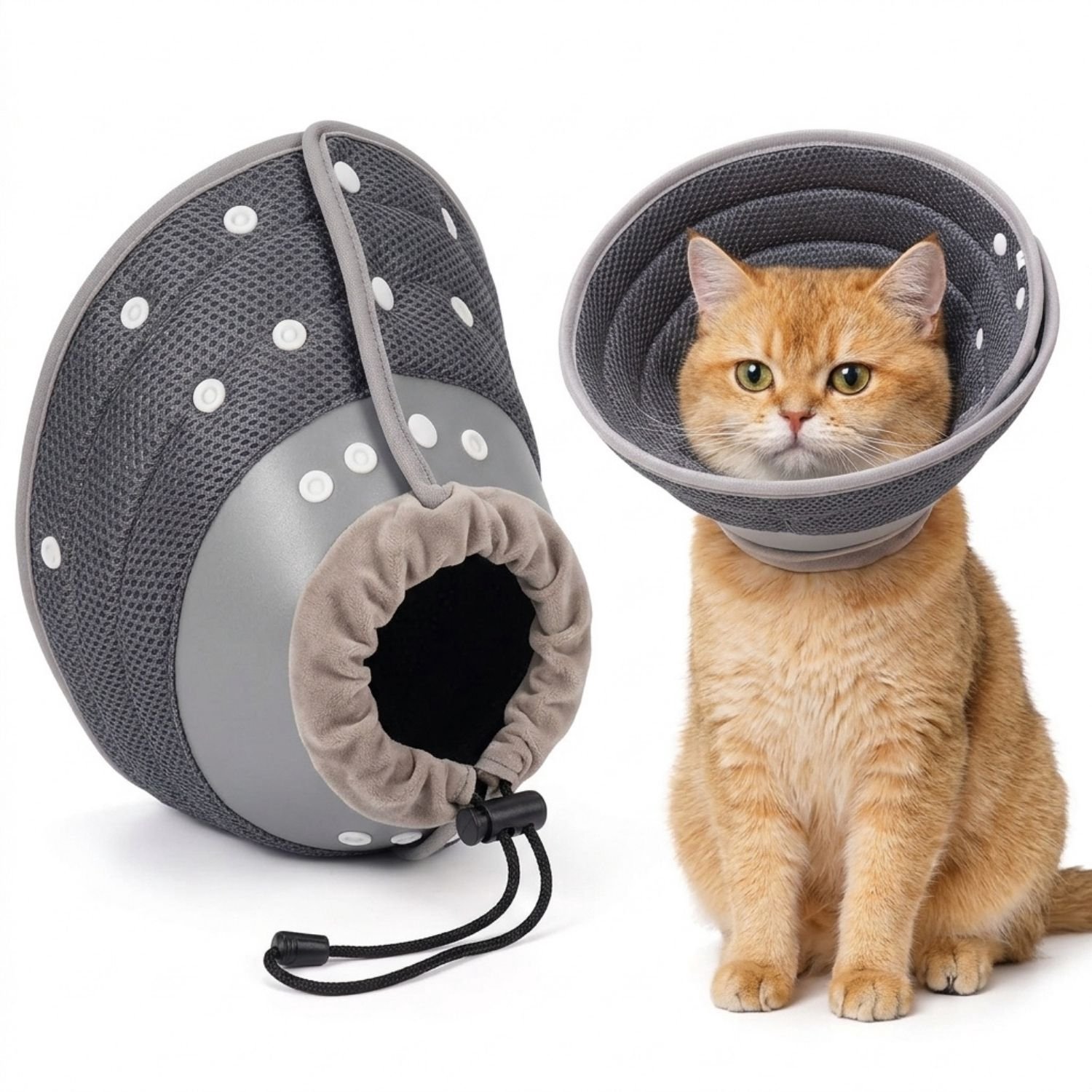 Kattenkraag voor Nazorg - Beschermkraag - Kraag Kat Operatie - Grijs