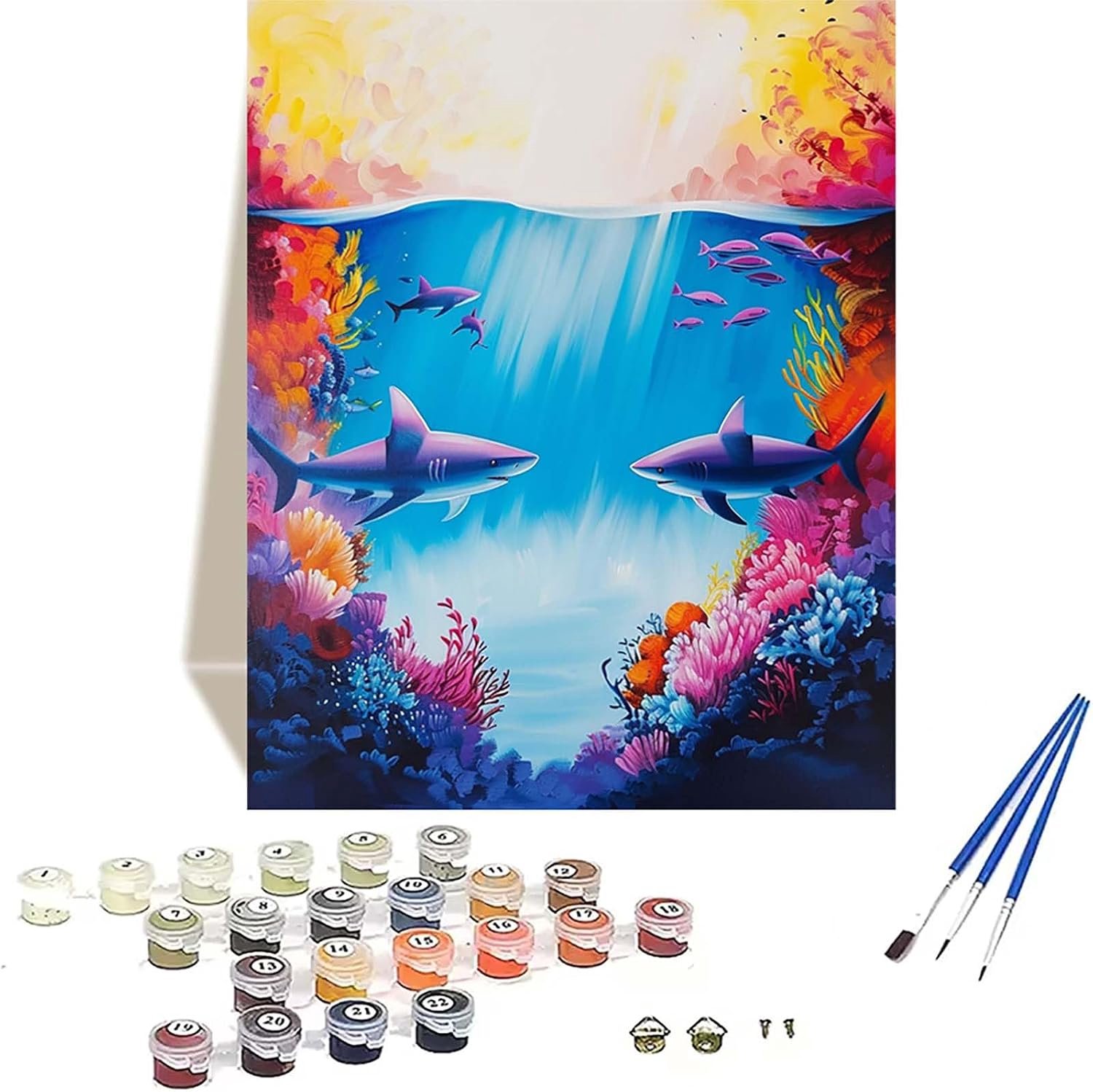 Verf op nummer 20 x - haai - acrylpigment - beginner-vriendelijk - ServiceTopper