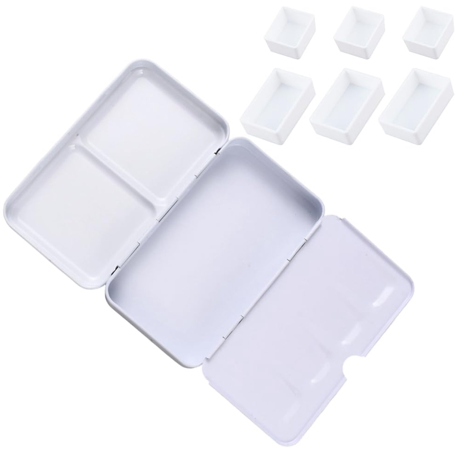 Aquarel Verfdoos - Lege Verfdoos met 12 Halve Containers - 8 Emmers - Voor Studenten/Reizen - 12,5 x 7 x 2,2 cm