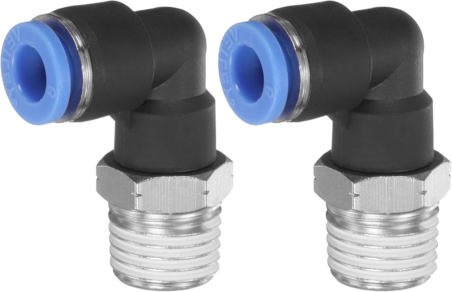 Hoek fitting 90 graden - 6 mm buis OD - 1/4 inch NPT binnendraad - Quick Connect luchtslang - 2 stuks - ServiceTopper