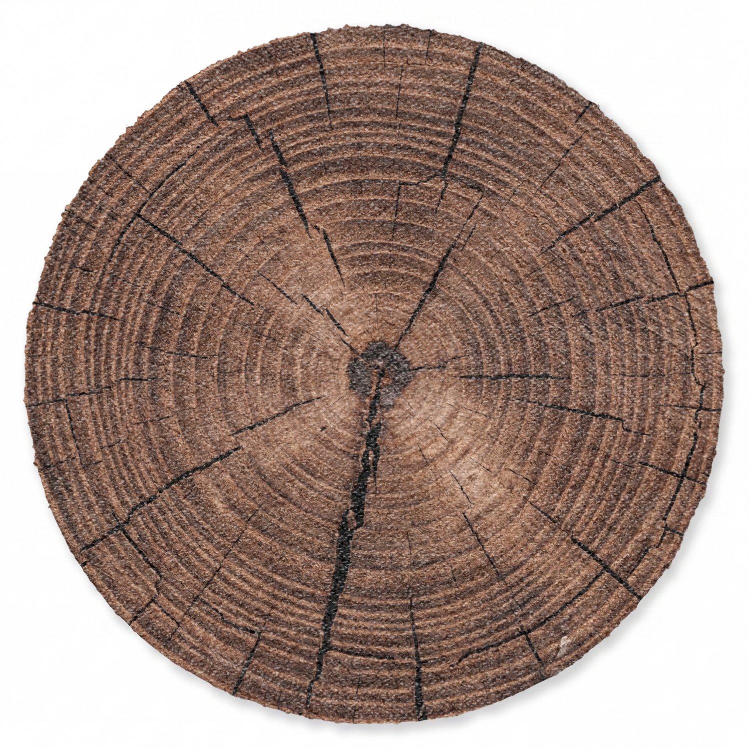 Deurmat rond 120x120 cm - Droogloopmat Boom - Ringen - Bruin - Mat voor binnen - Schoonloopmat - Ronde deurmatten met print - Inloopmat