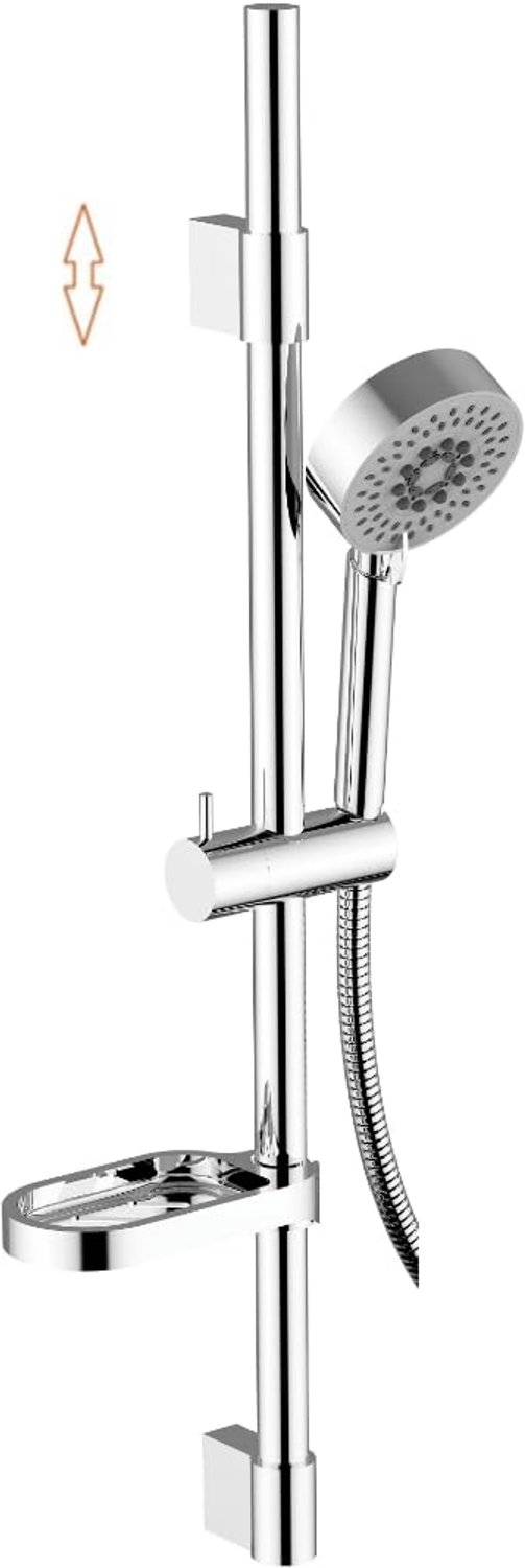 Douchegelrail met handdouche - Chroom met 5 functies