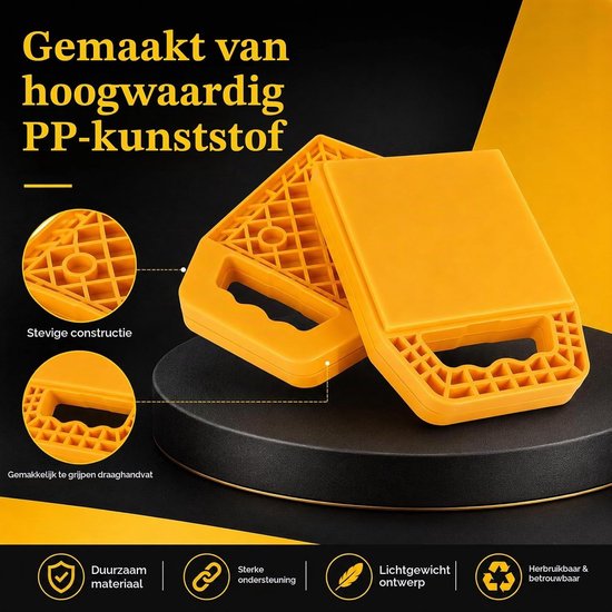 Stevige Ondersteuningsplaten voor Caravans - 4 Stuks Stapelbare Basisplaten met Antislipoppervlak, Ideaal voor Ondersteuningsblokken en Motorhomes, Duurzaam en Betrouwbaar — afbeelding 4