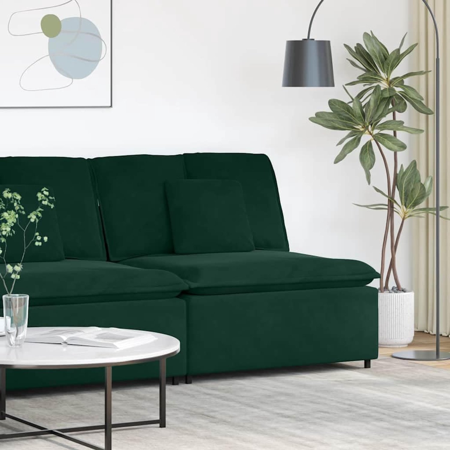 Sofa middenmodule fluweel donkergroen 100 cm