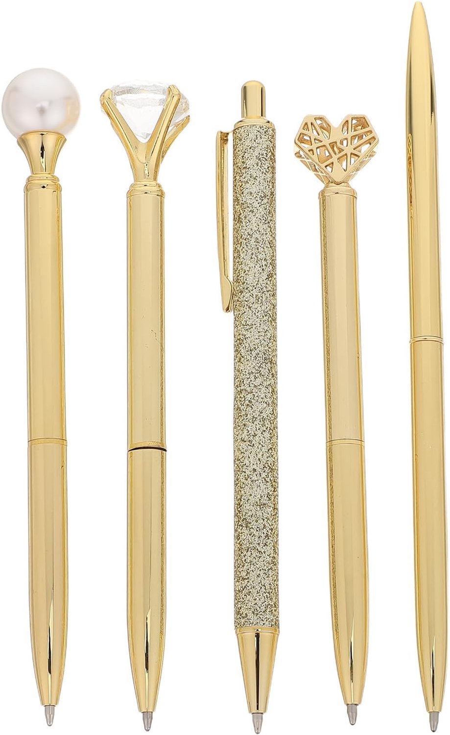 5 Stuks Gouden Klik Balpen Set Medium Punt Soepele Snelle Inkt Drukknop Ballpoint Pennen voor Gastenboek Kantoor School Stijlvolle Schrijfaccessoires