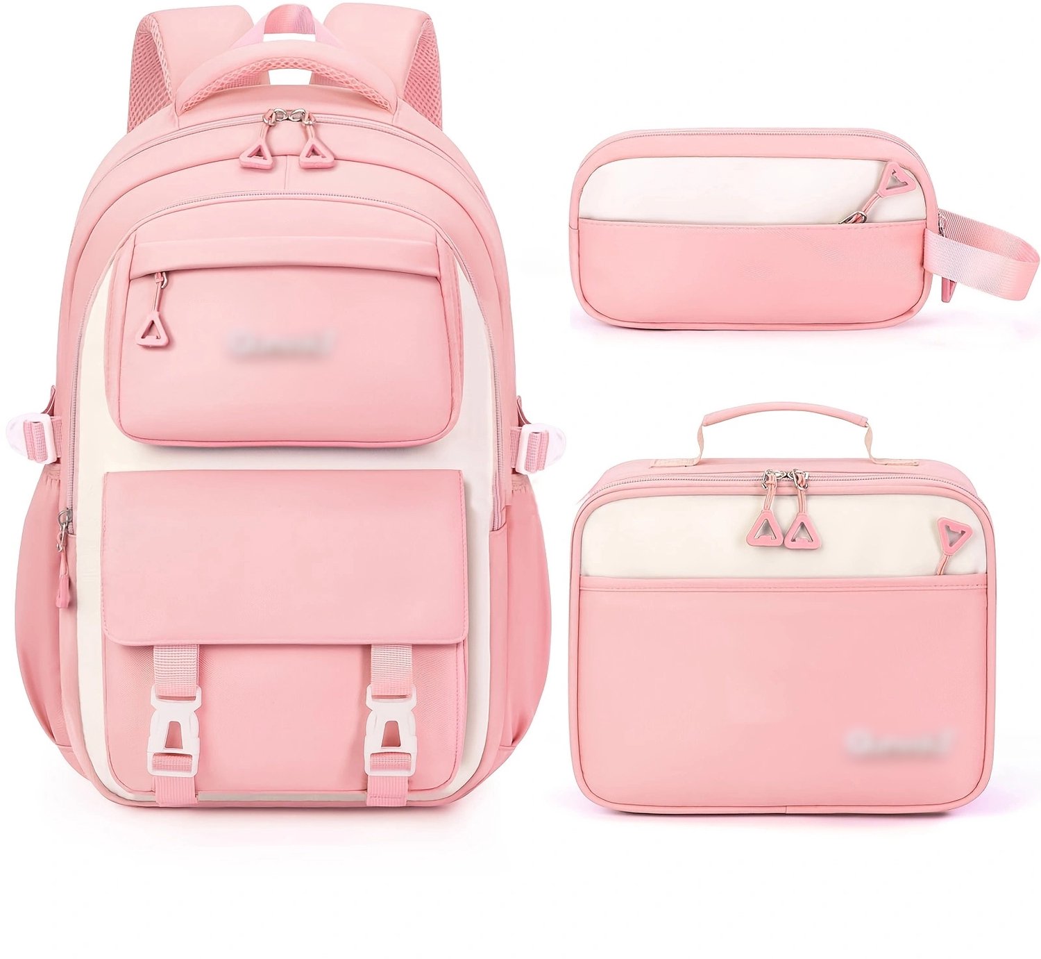 Ergonomische Schooltas voor Meisjes - 3-in-1 Waterdichte Schoolrugzak voor Meisjes - Inclusief Lunchbox en Pennenzak - Complete Praktische Schoolset - Rugzak voor Kinderen 6 tot 18 Jaar - Roze