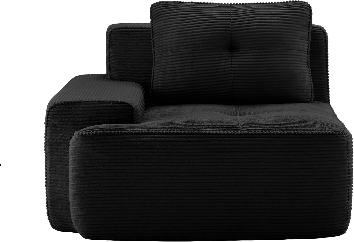 Corduroy Sofa Element, Boneless Cloud Sofa 1-zits met kussen, corduroy bank met 32D koudschuim, diepe zitting, antislip onderkant, woonkamerbank, zwart