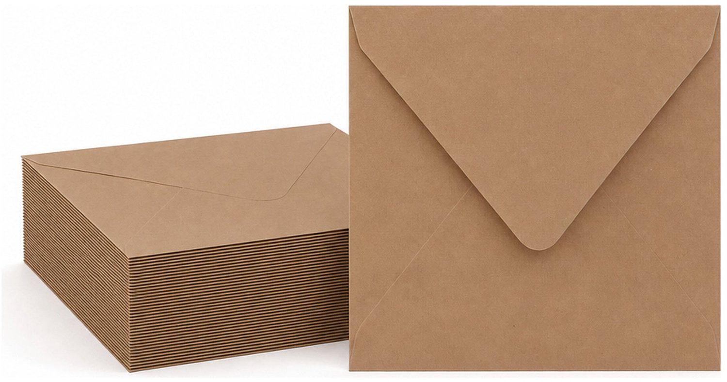 Enveloppen Bruin 14x14 cm - 100 stuks - 120 gram - Vierkante Enveloppen - Wenskaart Envelop