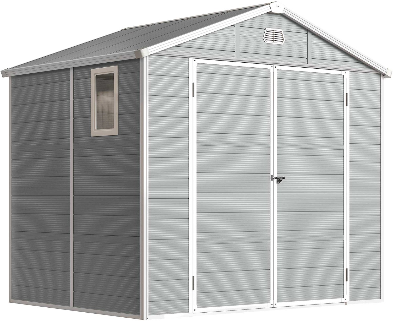 Sunona Tuinhuis - Met fundering, raam en ventilatie - 240 x 190 x 228 cm - Lichtgrijs