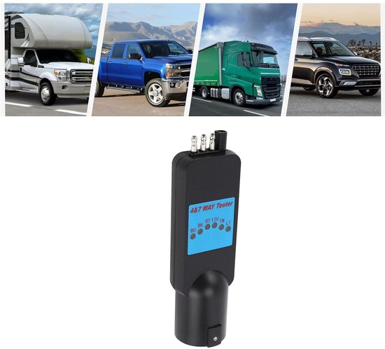 2-in-1 lichtstroomstroomtester voor aanhanger, robuuste constructie voor robuust gebruik, duidelijke visuele indicatoren voor eenvoudige bewaking voor campers, ABS-constructie — afbeelding 3
