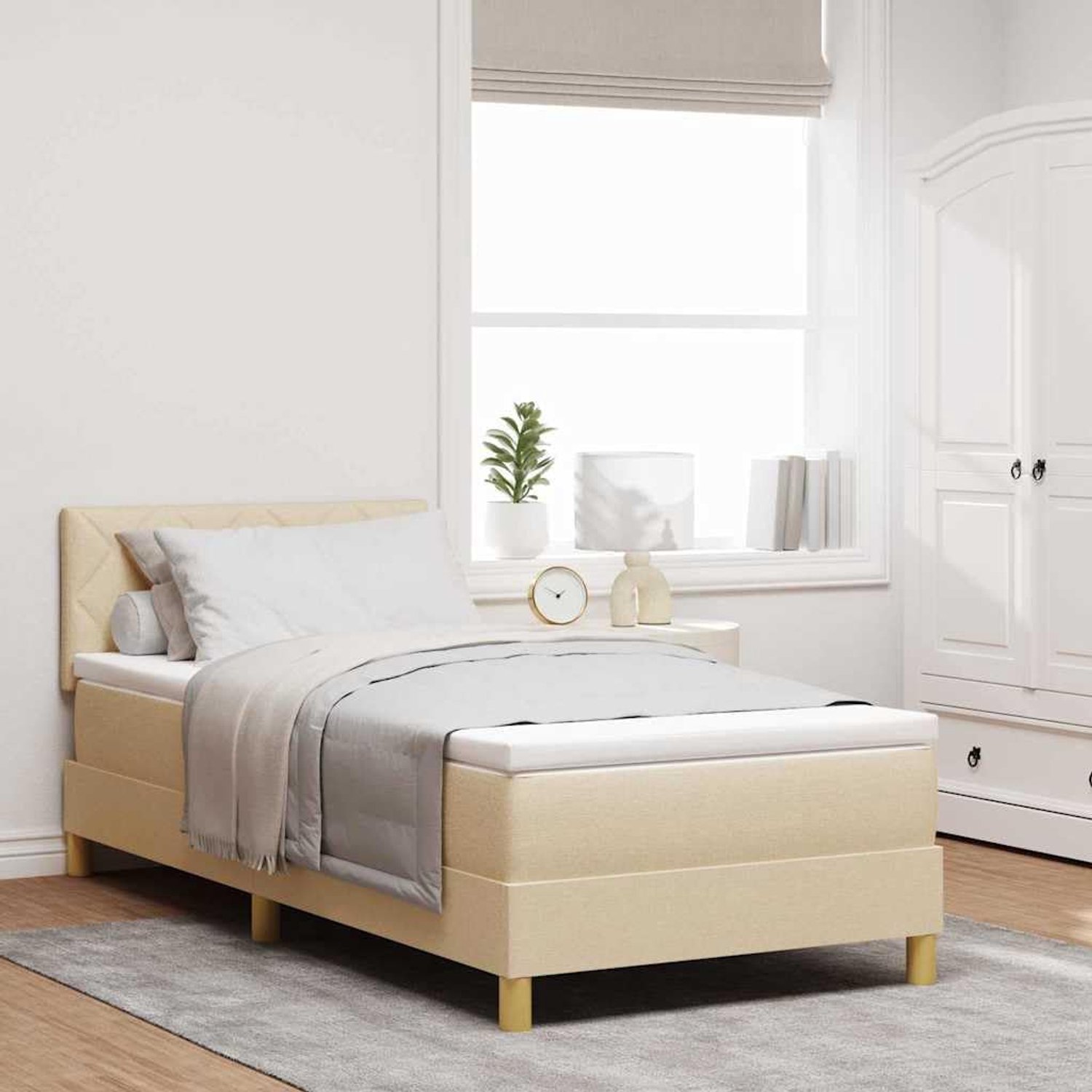 Boxspringbed strak design rechthoekig Crème 90x190 cm