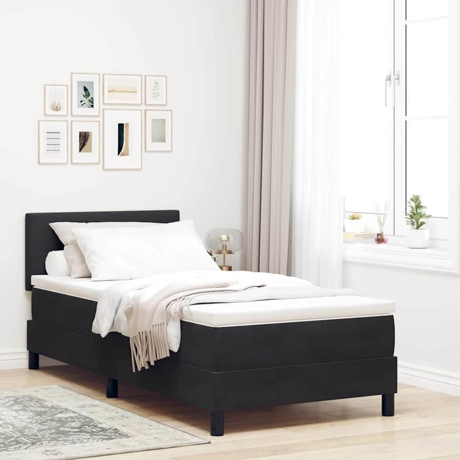 Modern minimalistisch Boxspringbed Zwart 80x200 cm