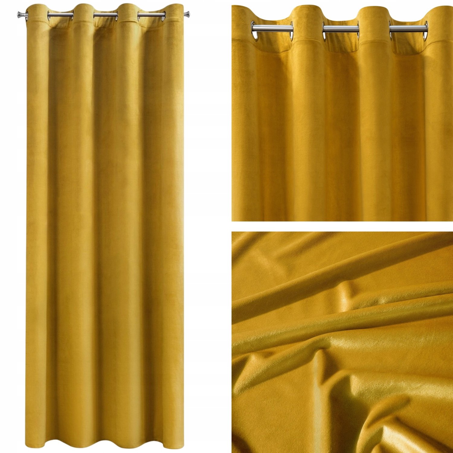 Nadine Velours Gordijn 140x250 cm Mosterdgeel - Verduisterend