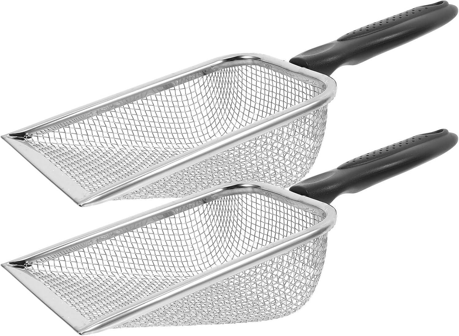 2 Stuks Rvs Strand Schep Zandfilter Schep met Antislip Handvat voor Schelpen Verzamelingen Tuinieren