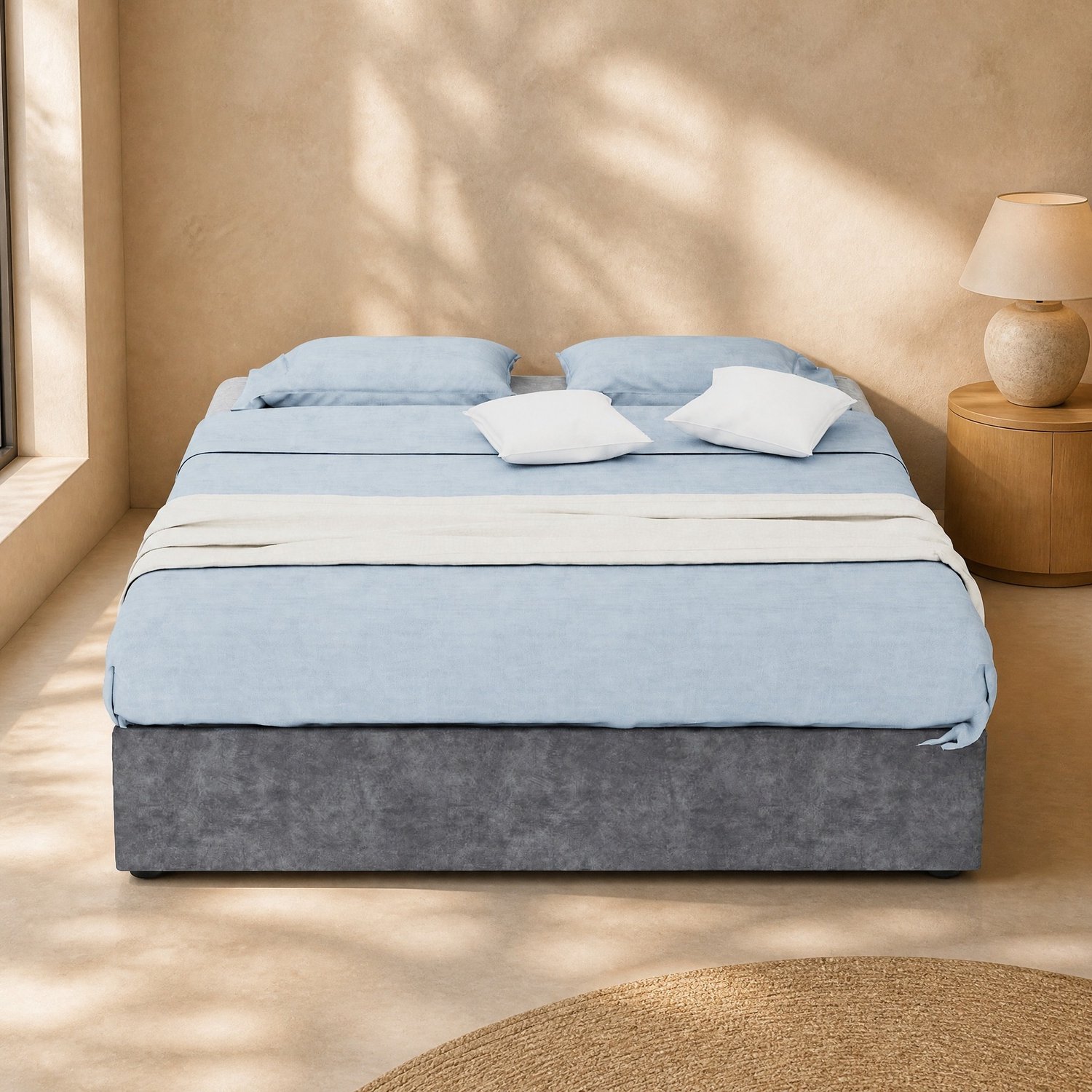 CHICFURN Gestoffeerd bedframe 140x200 cm - lattenbodem - grijs