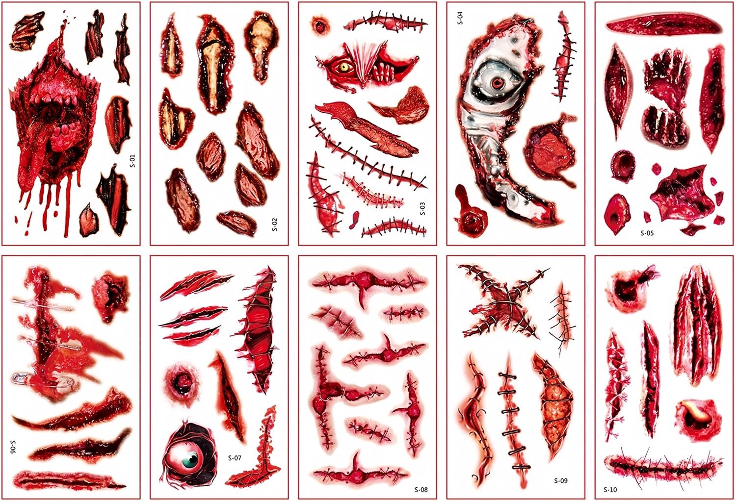 Tijdelijke Halloween-Tatoeages met Wond-Effect