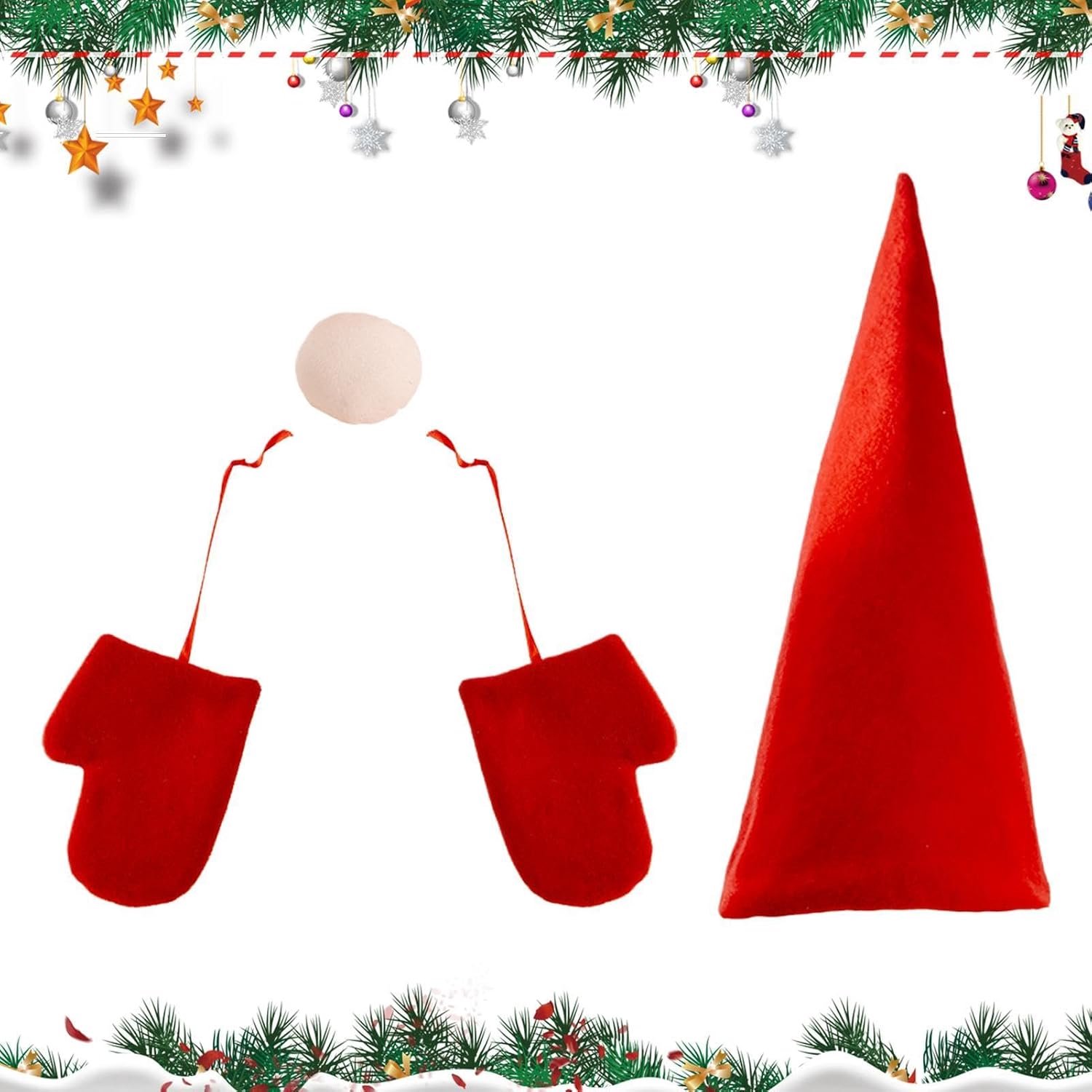 Pieker Met Santa Hoed Kerst Ornament Van Pluche