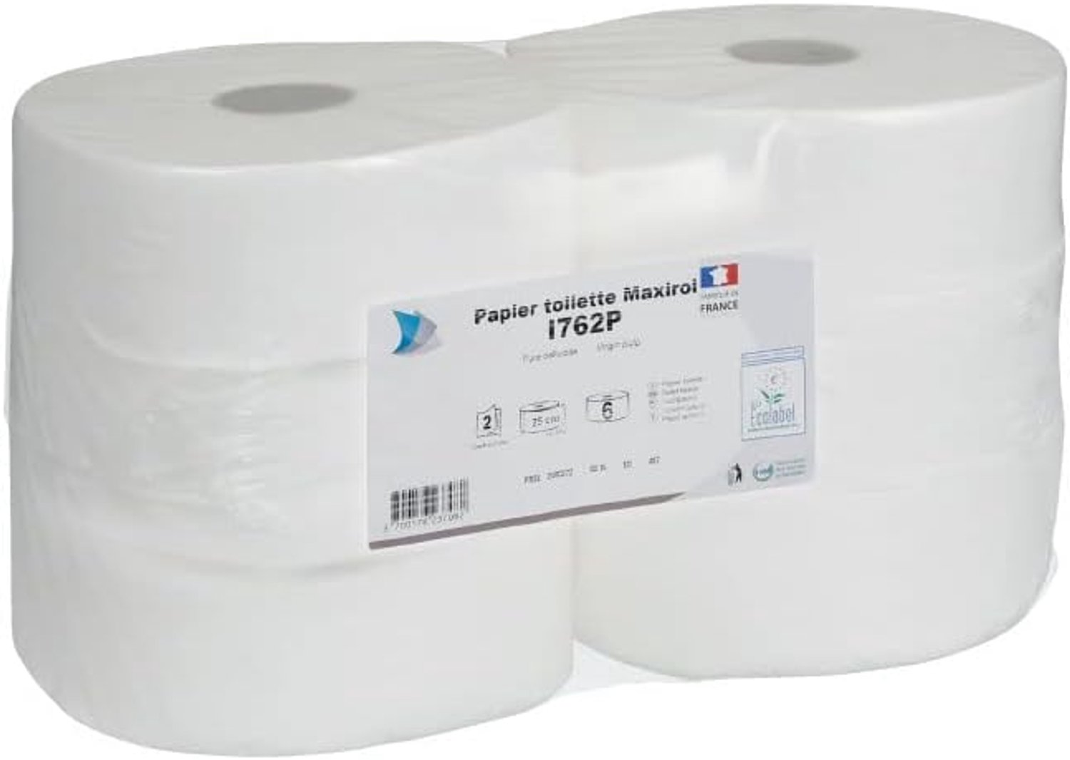Toiletpapierrollen 320 m - Pure watten - 2-laags - Wit - Ecolabel - Gemaakt in Frankrijk - 6 stuks