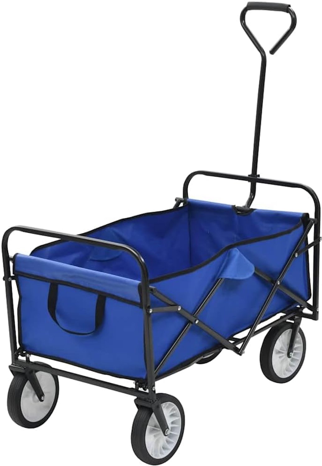 Bolderkar, blauw, transportwagen met 75 kg draagkracht, handwagen voor tuin en boodschappen, inklapbare tuinwagen met 360° wielen
