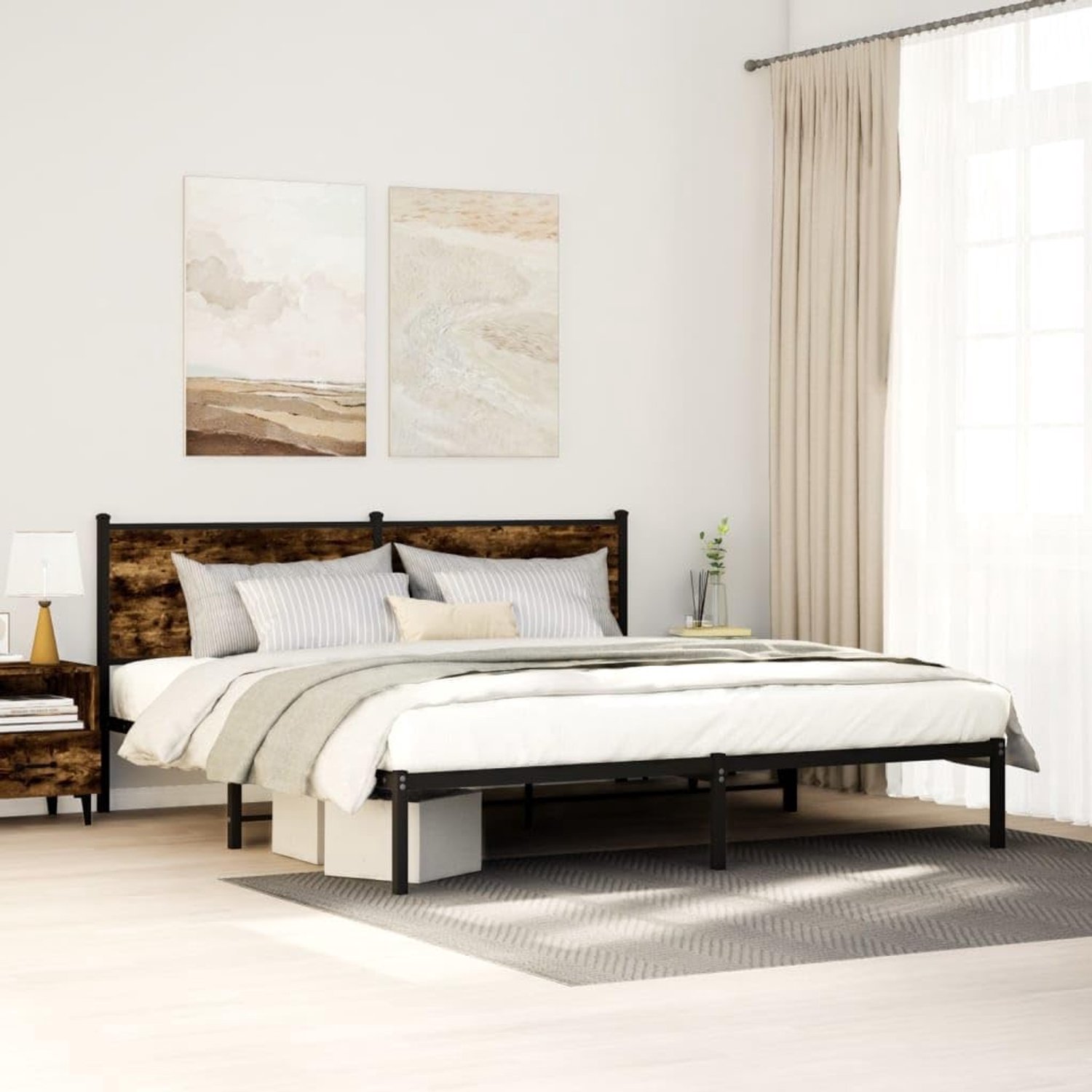 Bedframe met opbergruimte klassiek gerookt eiken 180x200 cm