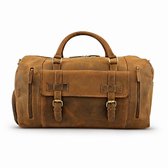 Fana Bags® Leren Weekendtas Cognac - Buffelleer Reistas met Schoenenvak - Grote Reistas Leder - Reistas/Weekendtas/Sporttas Echt Leer - Duffel Bag