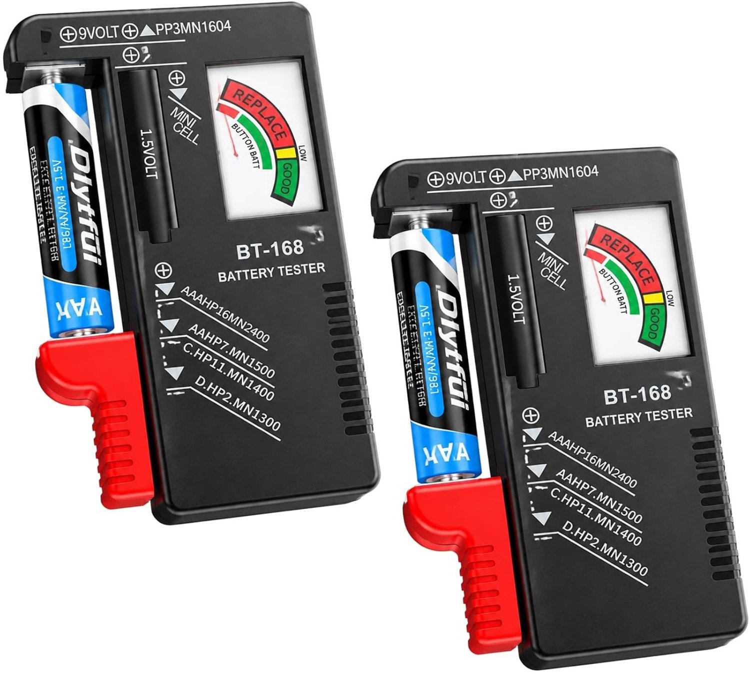 Batterijtester - Zwart - Voor AAA, AA, C, D, 9V en 1,5V Knoopcellen - Voor Huishouden, Kantoor en Werkplaats