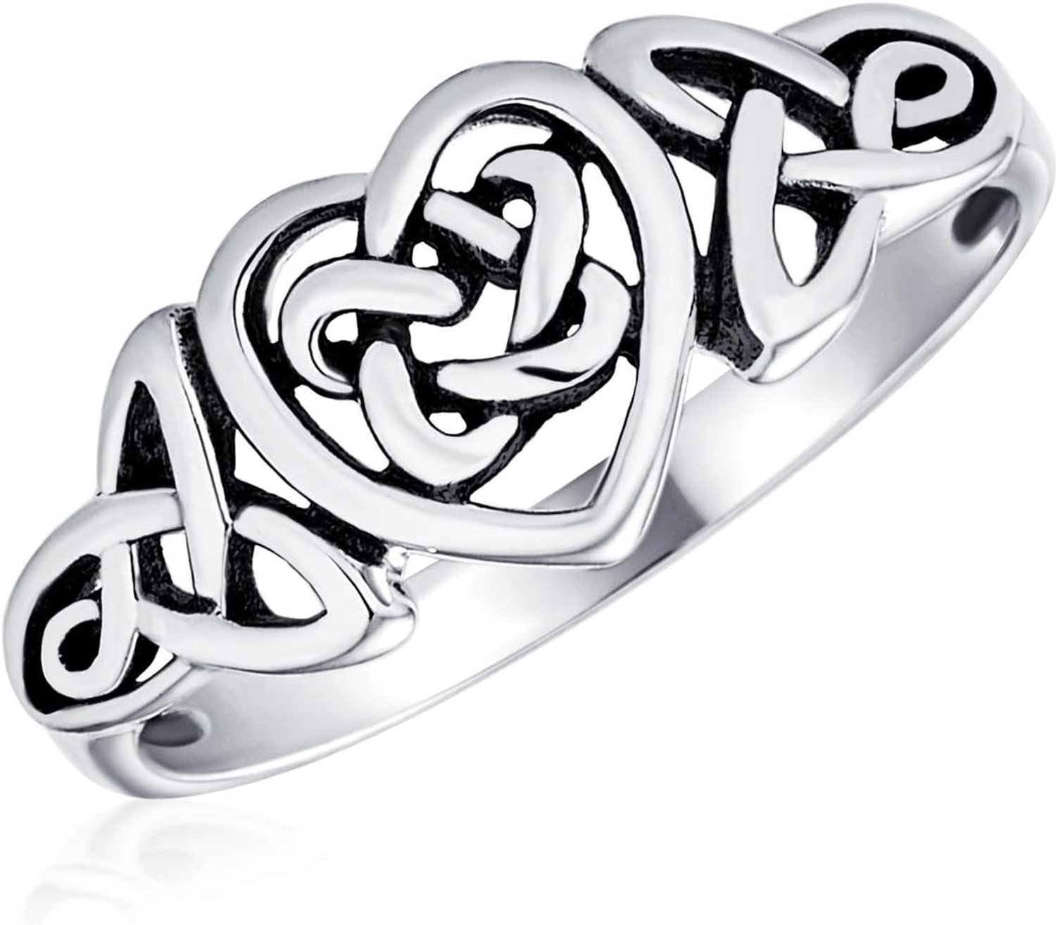 Liefde hart Keltisch knoop oneindigheid vertrouwenring voor dames geoxideerd zilver 1 mm band