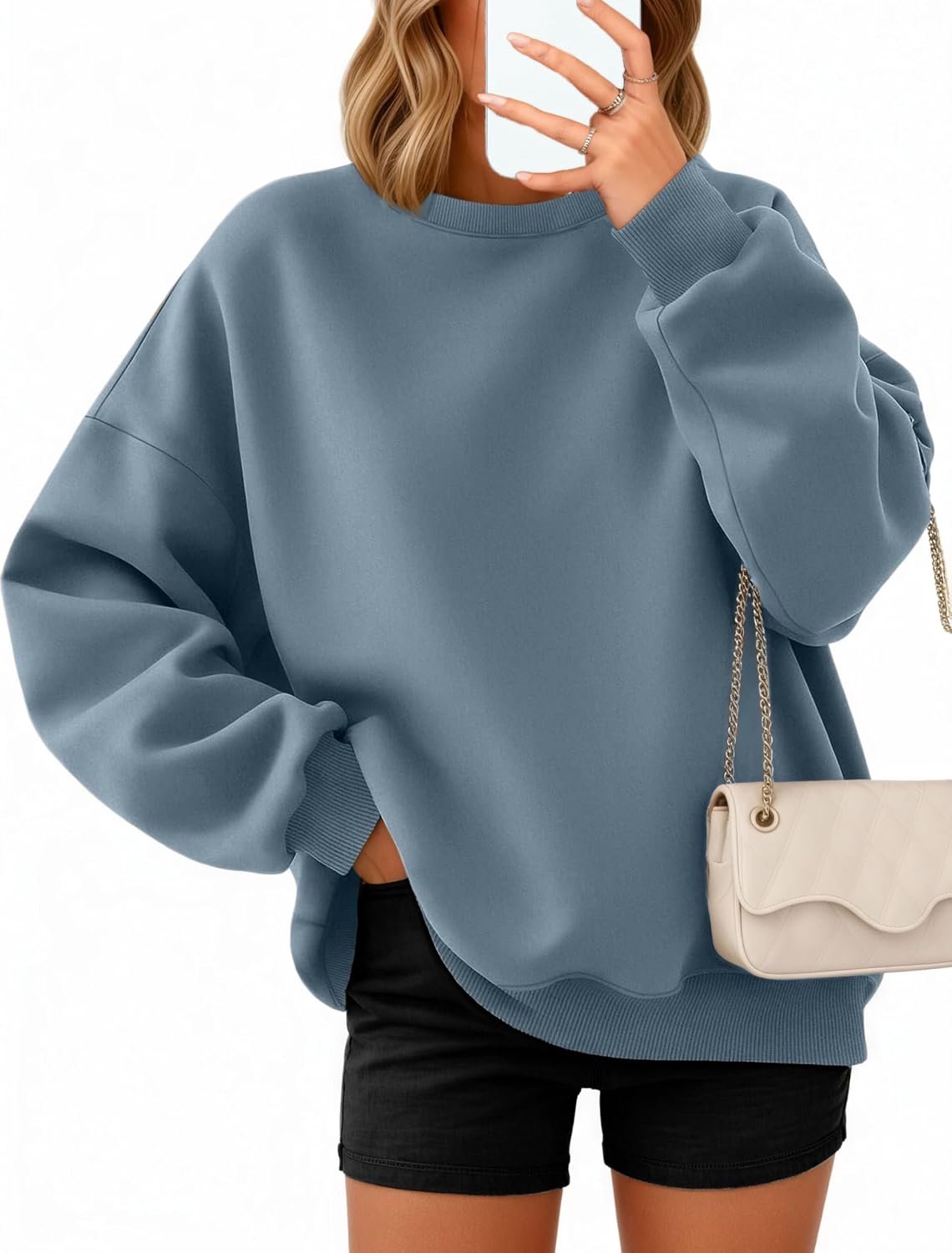 Damestrui met lange mouwen, fleece, ronde hals, sweatshirt, bovenstuk, herfst, winter, tienermeisjes, kleding