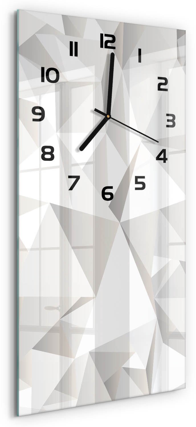 Tulup Wandklok - Abstracte achtergrond Decoratieve Glazen Klok - 30x60 cm - Wit Glazen Wandklok Design - Zwarte handen - Rechthoekige Klok - Glazen Klok Met Print - Wandklok Glas Met Motief