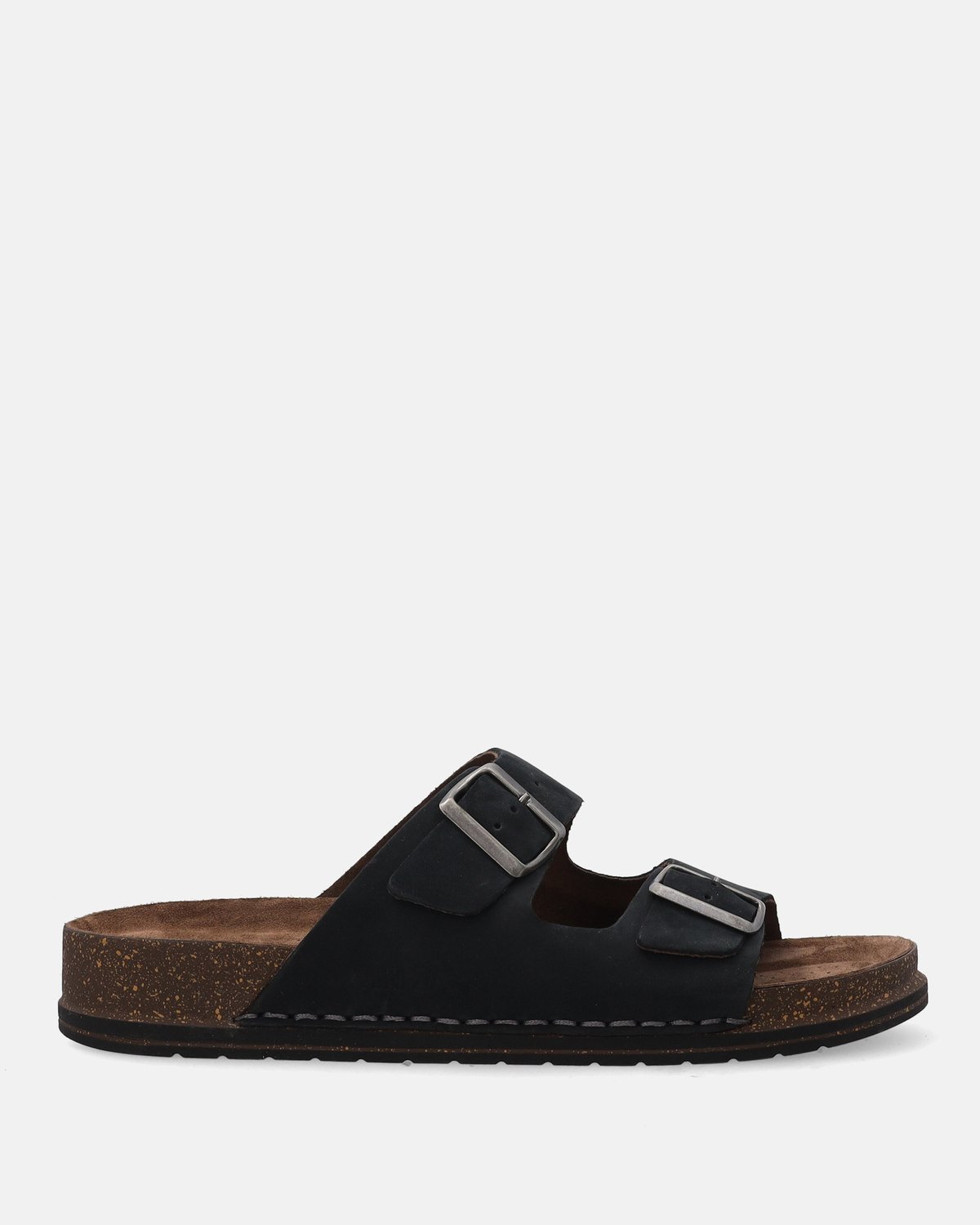 Venezia Heren Nubuck Slippers Zwart Maat 40 met Gespen