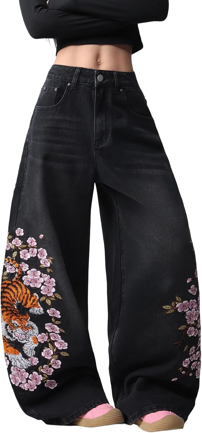 Jeans stijlvolle denim broek hip hop ontspannen Y2k oversized skater losse pasvorm broek streetwear