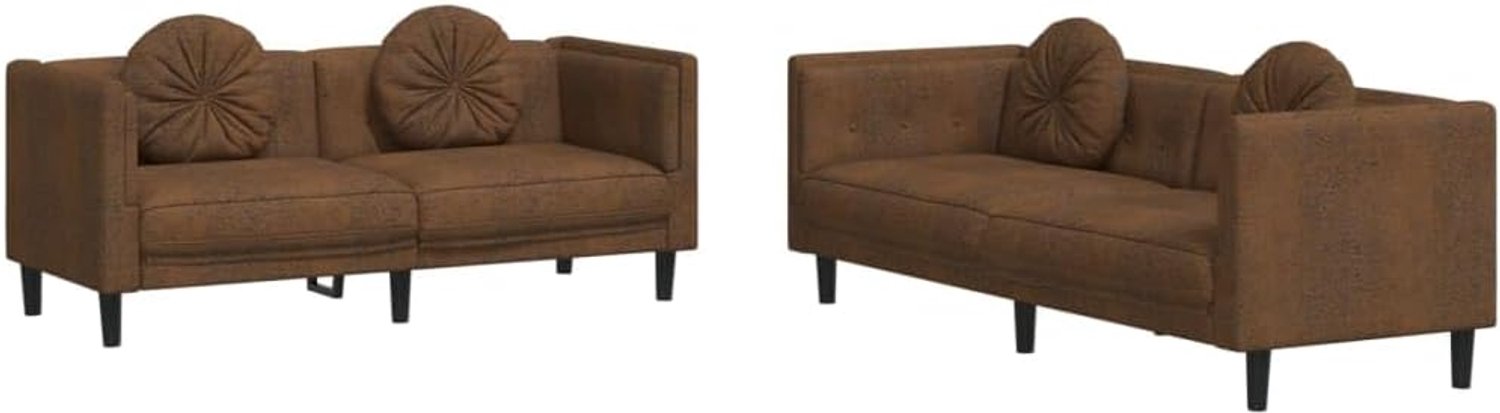 2-delige Loungeset met kussens fluweel bruin