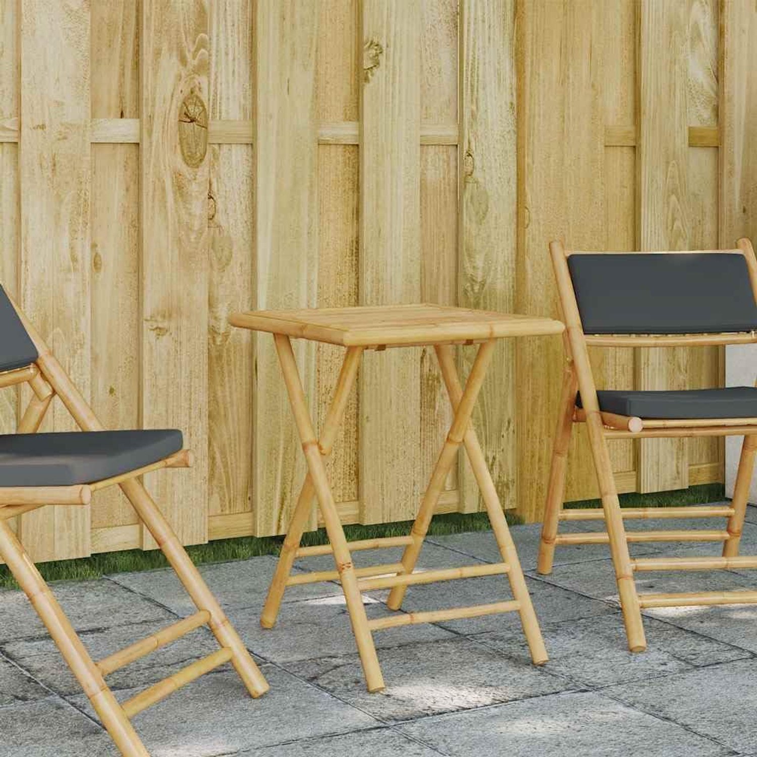 Klaptafel van bamboe, tuintafel vierkant 55x55x75 cm