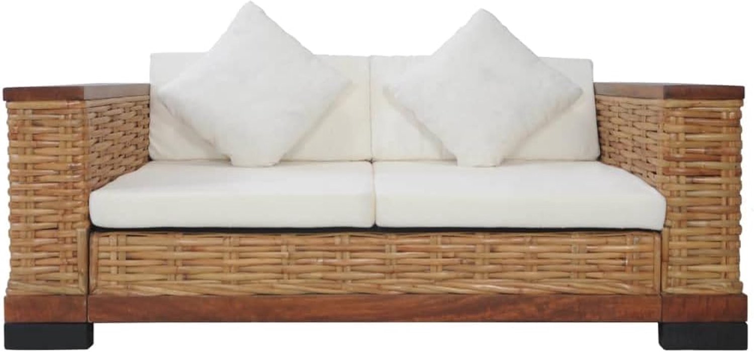 2-zits, bruin, naturel, rotan, bank, woonkamer, slaapkamer, logeerkamer