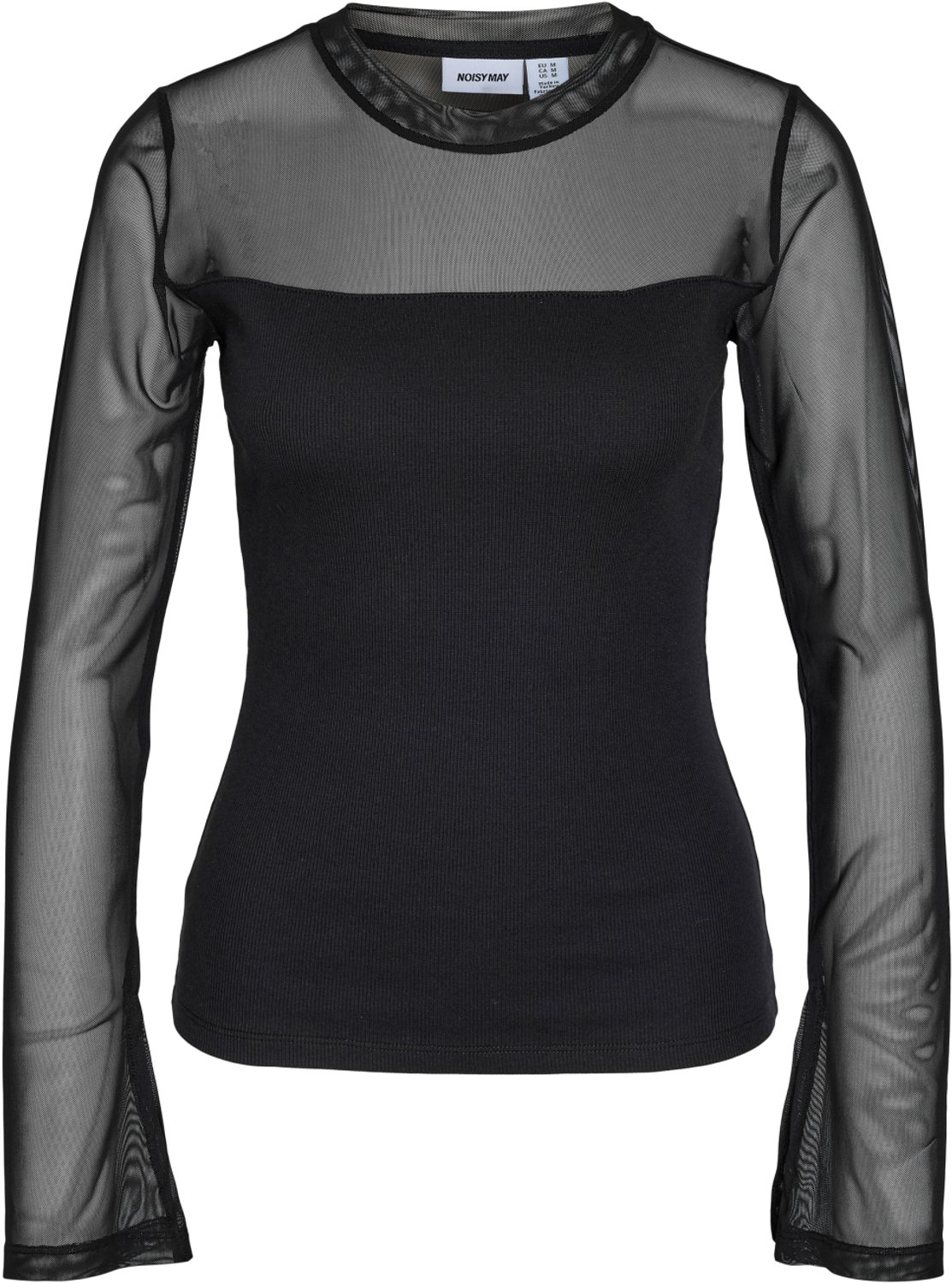 Noisy may T-shirt Nmstine Maya L/s Mesh Rib Top Jrs 27038553 Black Dames Maat - XS