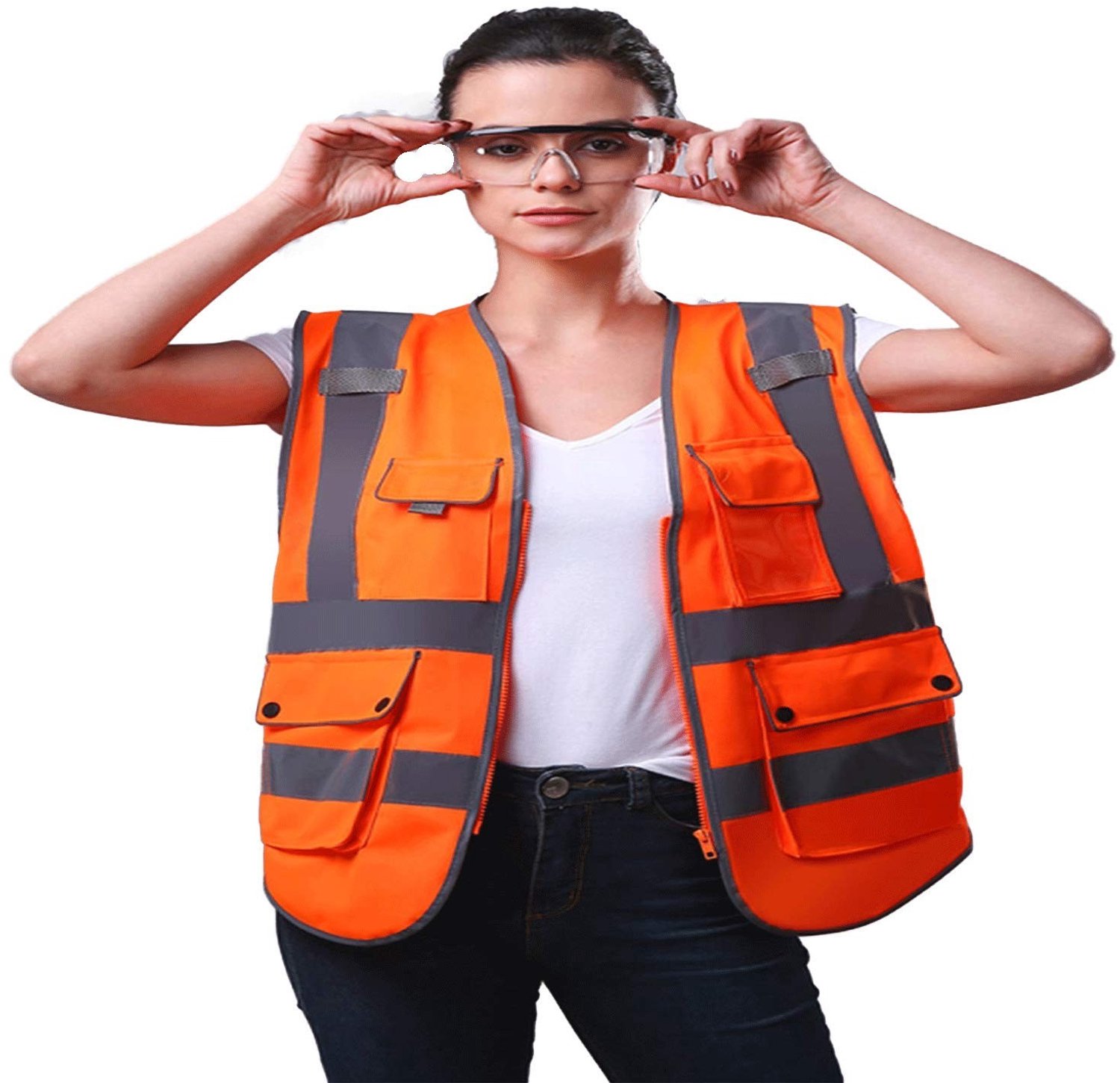 Reflecterende Veiligheidsvest met Zakjes - Oranje
