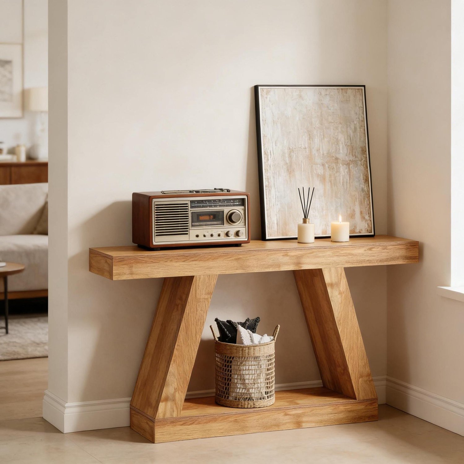 CHICFURN Sidetable - Opbergruimte - Open frame - Naturel Natuurlijk