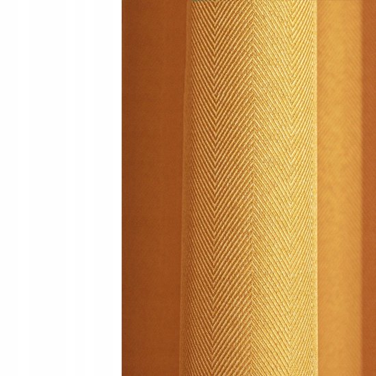Merkloze Gordijn Jodełka 100x220cm - Halfverduisterend, Mosterdgeel