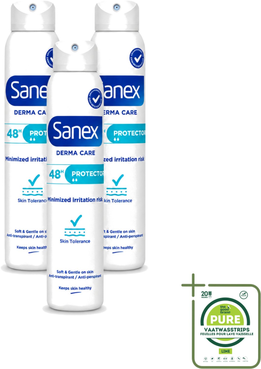 3 x Sanex – Deodorant Spray – Dermo Protector – 200 ml - Grootverpakking - Huidbescherming - Zweetbehandeling - Geurverwijdering - Hypoallergeen - PH-balans