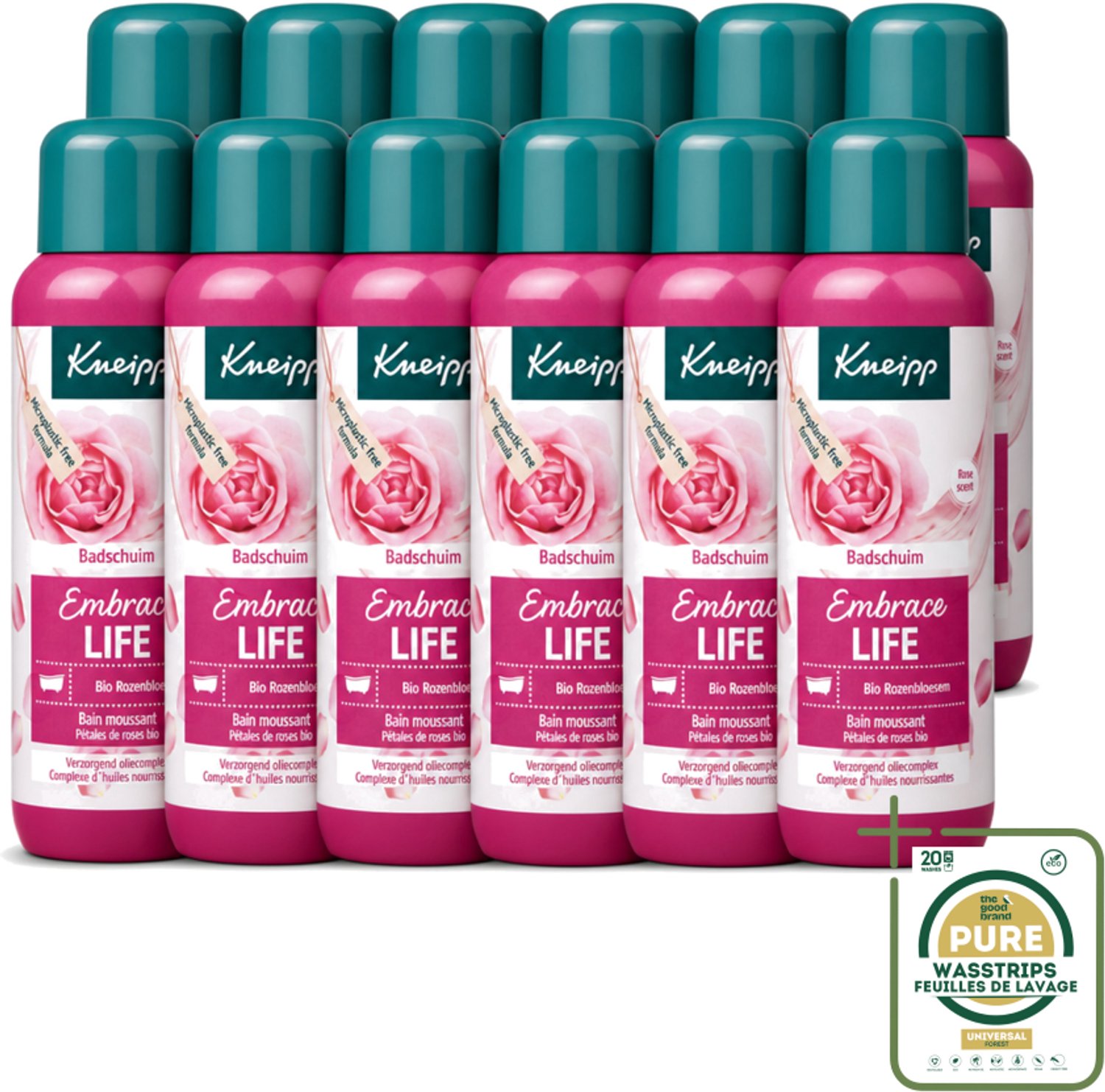 12 x Kneipp - Badschuim - Embrace Life - Anti-Aging verzorging - 400 ml - Wasstrips - Badshuim - Anti-aging - Roosgeur - Huidverzorging - Vrouwelijke Kracht