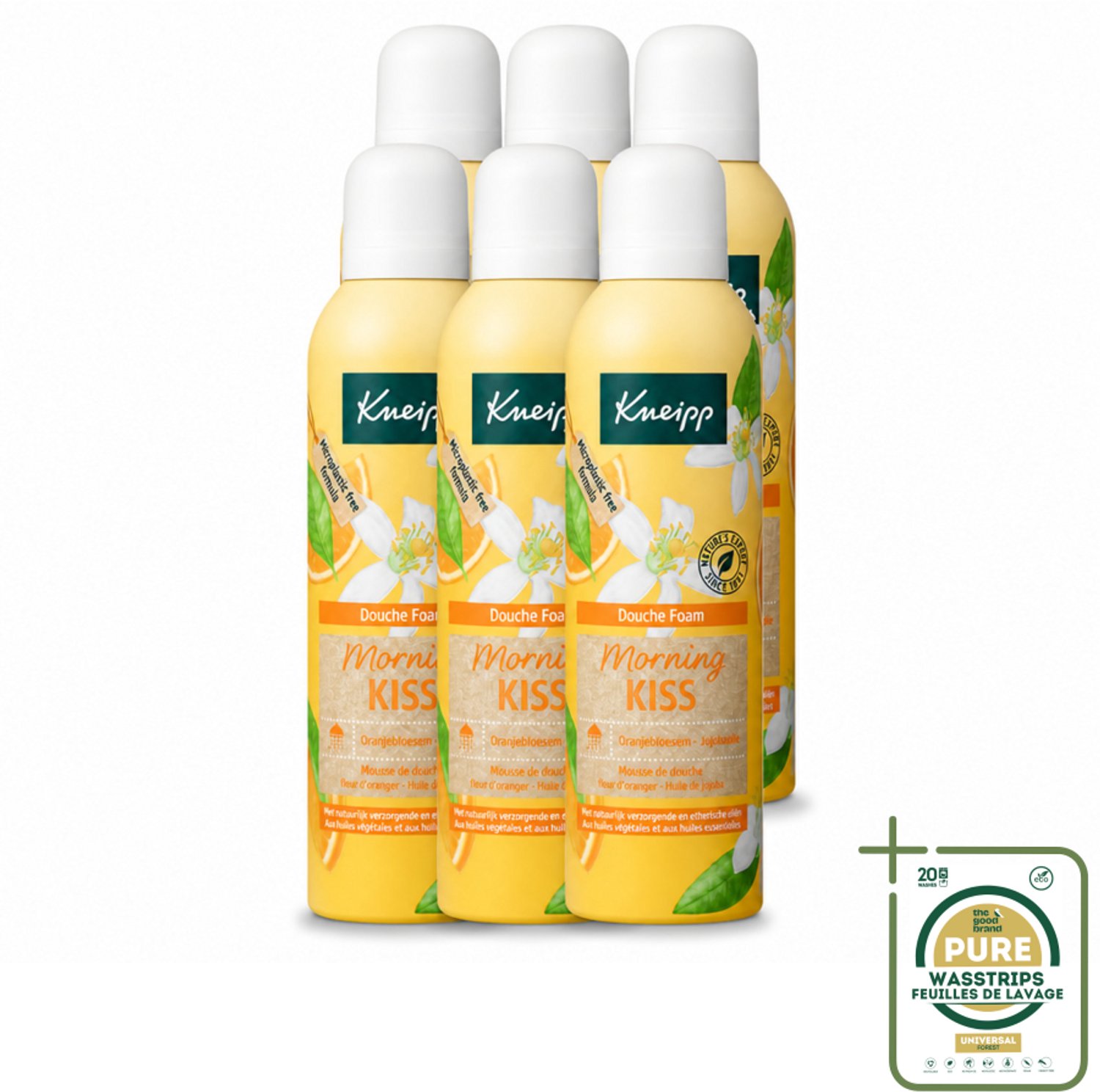 6 x Kneipp - Douche schuim - Morning Kiss - Oranjebloesem - 200 ml - Wasstrips - Douche Schuim - Ochtend Verzorging - Natuurlijke Douche - Oranje Bloesem - Huid Verzorging