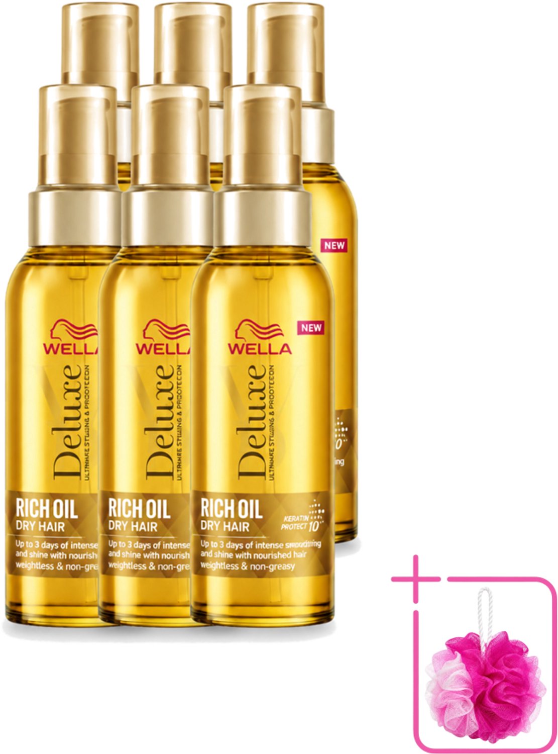 6 x Wella – Deluxe Oil Rich – Haarolie – 100 ml - Bulkverpakking - Haarolie - Douchemop - Glans
